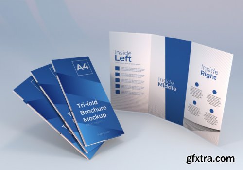 Realistic a4 trifold brochure mockup