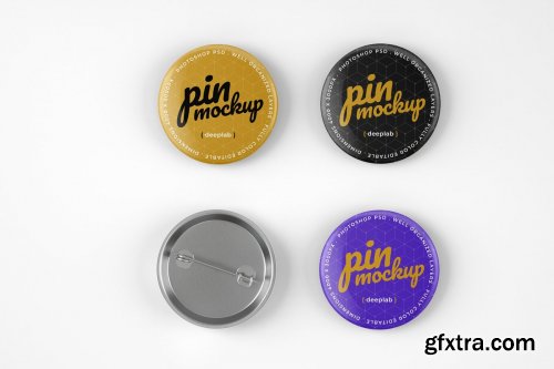 CreativeMarket - Glossy Button Pin Mockup Set 4489316