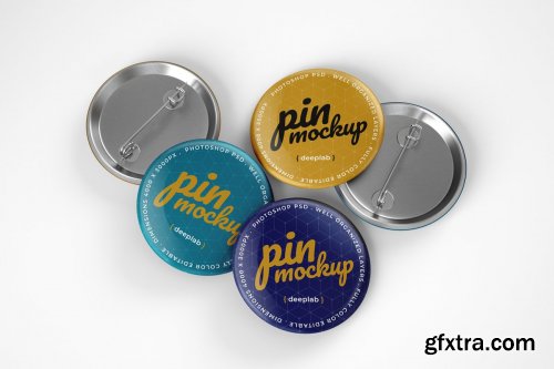 CreativeMarket - Glossy Button Pin Mockup Set 4489316