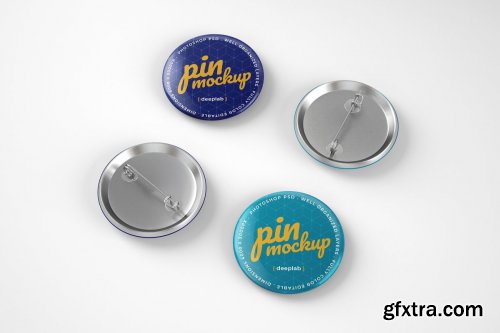 CreativeMarket - Glossy Button Pin Mockup Set 4489316