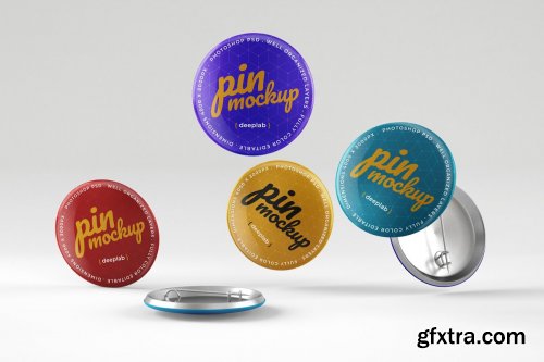CreativeMarket - Glossy Button Pin Mockup Set 4489316