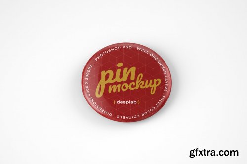 CreativeMarket - Glossy Button Pin Mockup Set 4489316