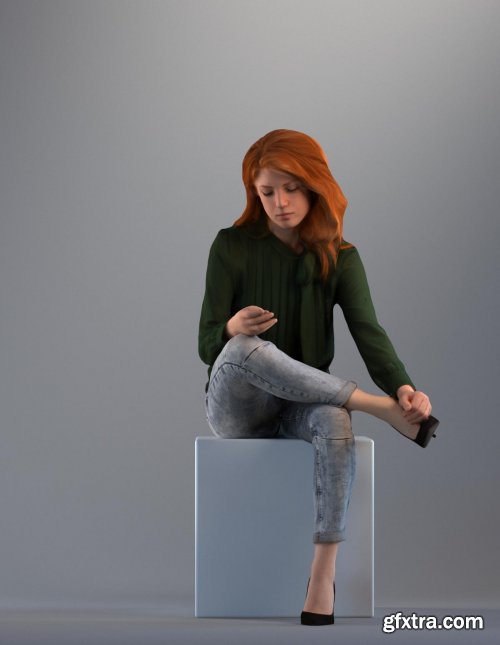 Casual Girl Sitting 3d model