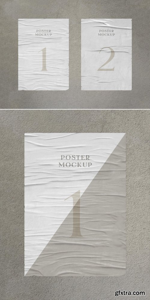 2 Outdoor Glued Torn Poster Mockups 337446129