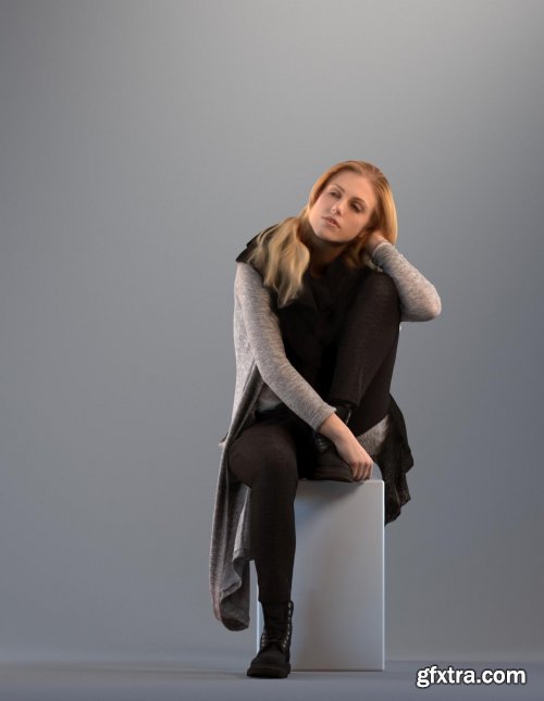 Casual Woman Sitting 02 3d model