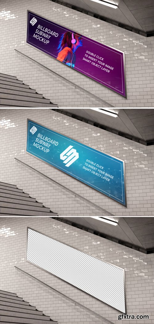 Parisian Style Billboard on Underground Stairs Wall Mockup 338885128