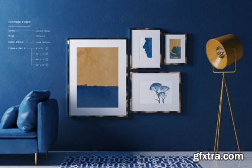 Classic Blue Interior Mockup - Customizable frames furniture