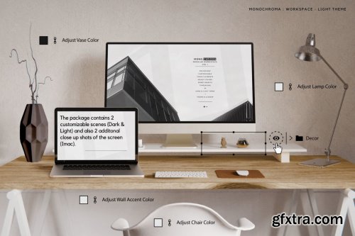 CreativeMarket - Customizable Workspace Mockup - iMac & Macbook pro