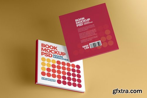  CreativeMarket - Square Book Hardcover Mockup 4336103