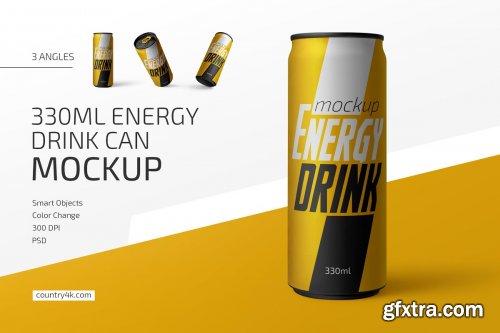 CreativeMarket - 330ml Energy Drink Can Mockup Set 4786606