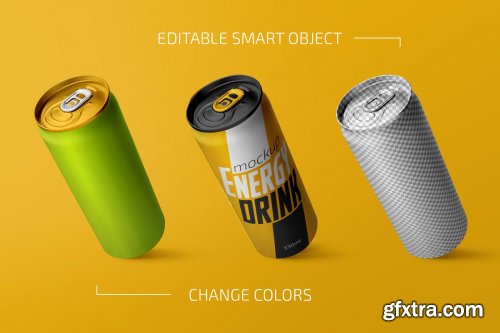 CreativeMarket - 330ml Energy Drink Can Mockup Set 4786606