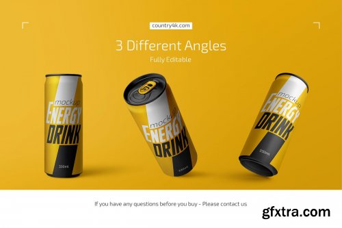 CreativeMarket - 330ml Energy Drink Can Mockup Set 4786606