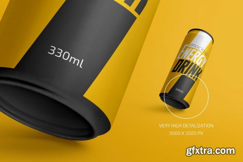 CreativeMarket - 330ml Energy Drink Can Mockup Set 4786606