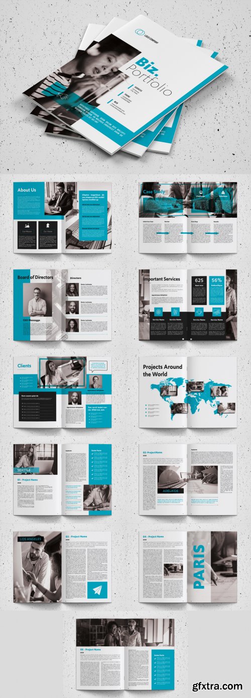 Business Portfolio Layout with Teal Accents 339226287