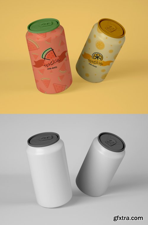 2 Beverage Soda Cans Mockup 339315656