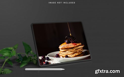 Tablet pro mockup scene creator with stylus pen 