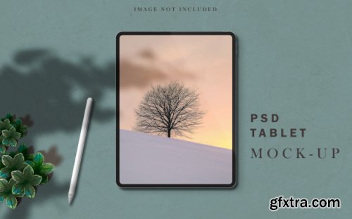 Tablet pro mockup scene creator with stylus pen 