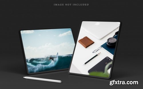 Tablet pro mockup scene creator with stylus pen 