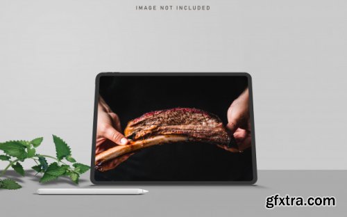 Tablet pro mockup scene creator with stylus pen 