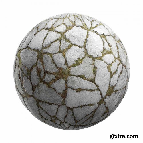 Large rough rock wiles with moss PBR Texture