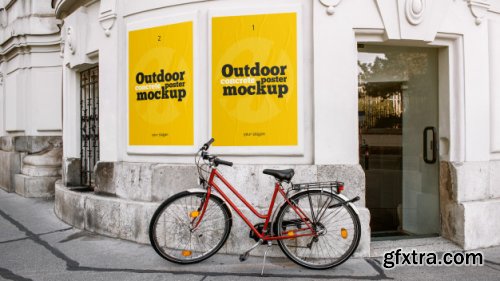 Outdoor concrete posters mockup