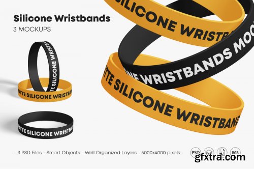 Matte Silicone Wristbands Mockup Set