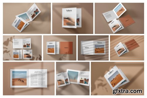 CreativeMarket - Square Bifold Brochure Mockup Set 4817409