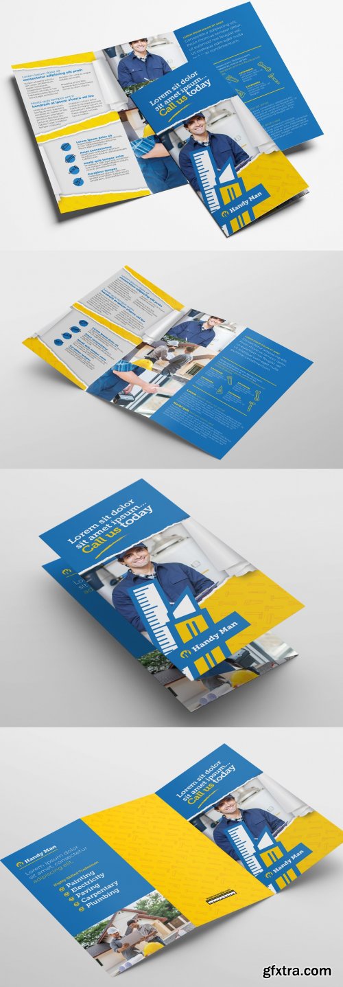 Construction Handyman Trifold Brochure Layout 339989325