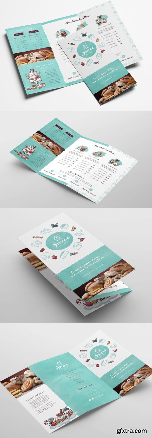 Cake Shop Bakery Trifold Menu Layout 338506535