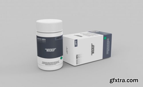 Plastic bottle with box mockup 3