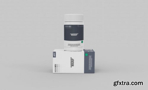 Plastic bottle with box mockup 3