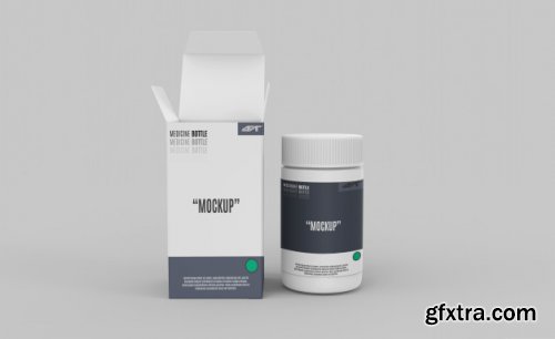 Plastic bottle with box mockup 3