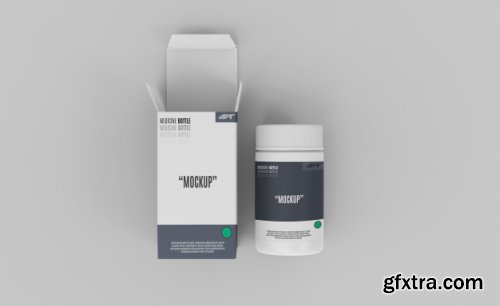 Plastic bottle with box mockup 3