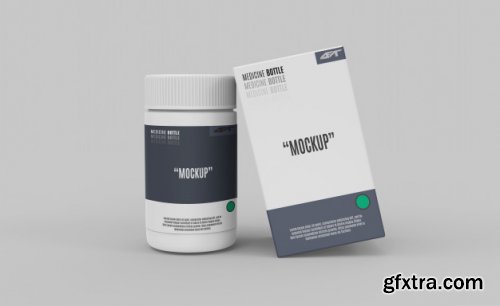 Plastic bottle with box mockup 3