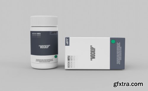 Plastic bottle with box mockup 3