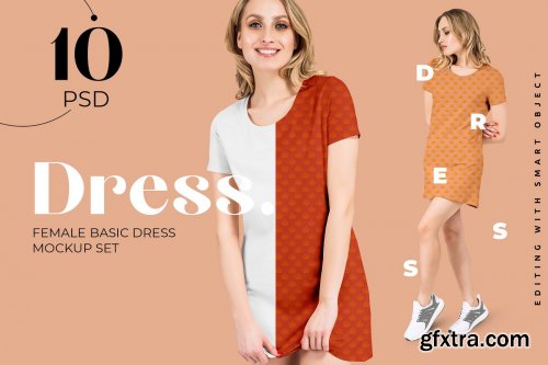 CreativeMarket - Women's Basic Dress Mockup Set 4777621