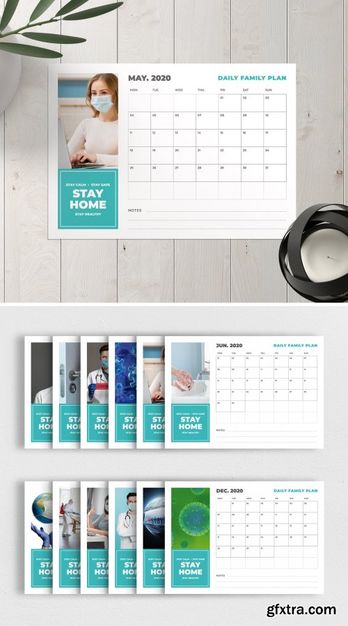 Monthly Planner Layout with Stay Home Quotes 341037995