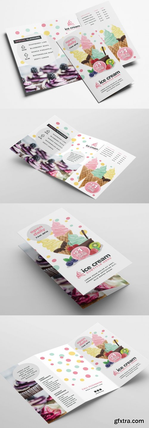 Ice Cream Dessert Shop Trifold Menu Layout 341481823