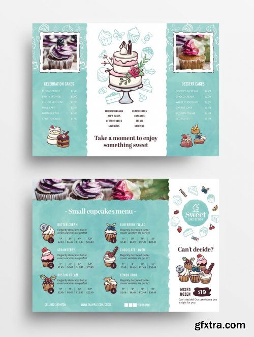 Cake Baker Flyer Layout with Cupcake Illustrations 341482709