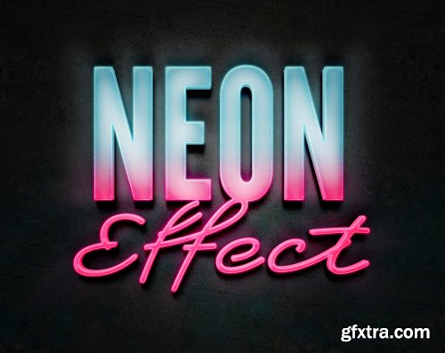  Neon 3D Text Effect Style Mockup 341458812