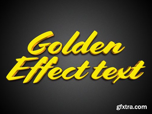 3D Golden Yellow Text Effect Style Mockup 341457783