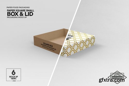 CreativeMarket - Small Square Paper Box&Lid Mockup 4824442