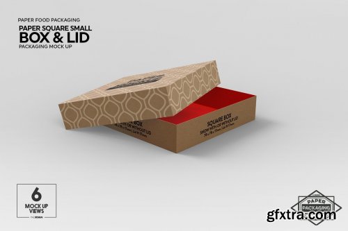 CreativeMarket - Small Square Paper Box&Lid Mockup 4824442