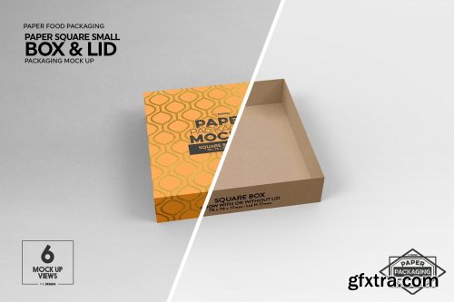 CreativeMarket - Small Square Paper Box&Lid Mockup 4824442