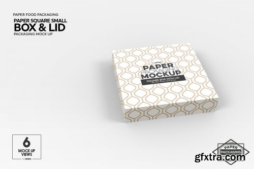 CreativeMarket - Small Square Paper Box&Lid Mockup 4824442