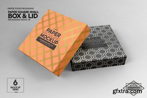 CreativeMarket - Small Square Paper Box&Lid Mockup 4824442