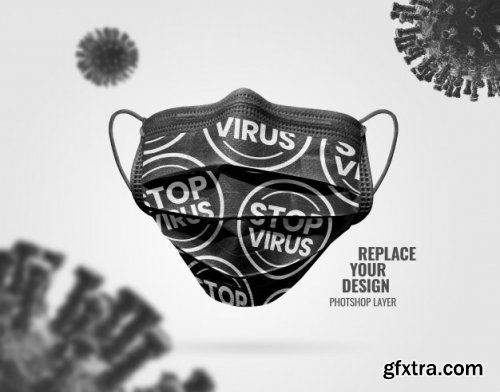 Medical mask versus virus mockup