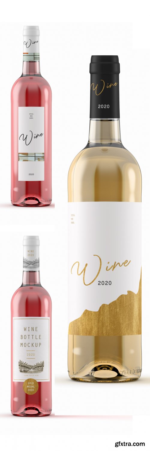 Rose or White Wine Bottle Mockup 341819759