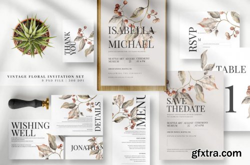 Vintage Floral Invitation Set EZ