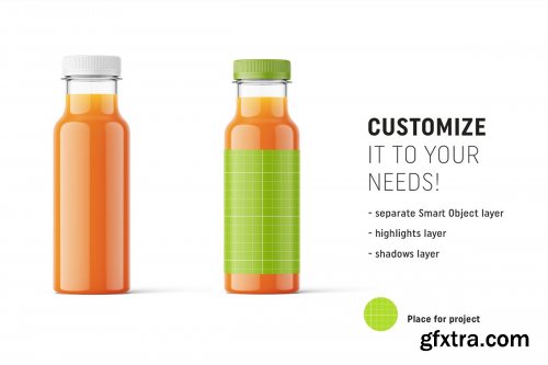 CreativeMarket - Carrot juice bottle mockup 4825702